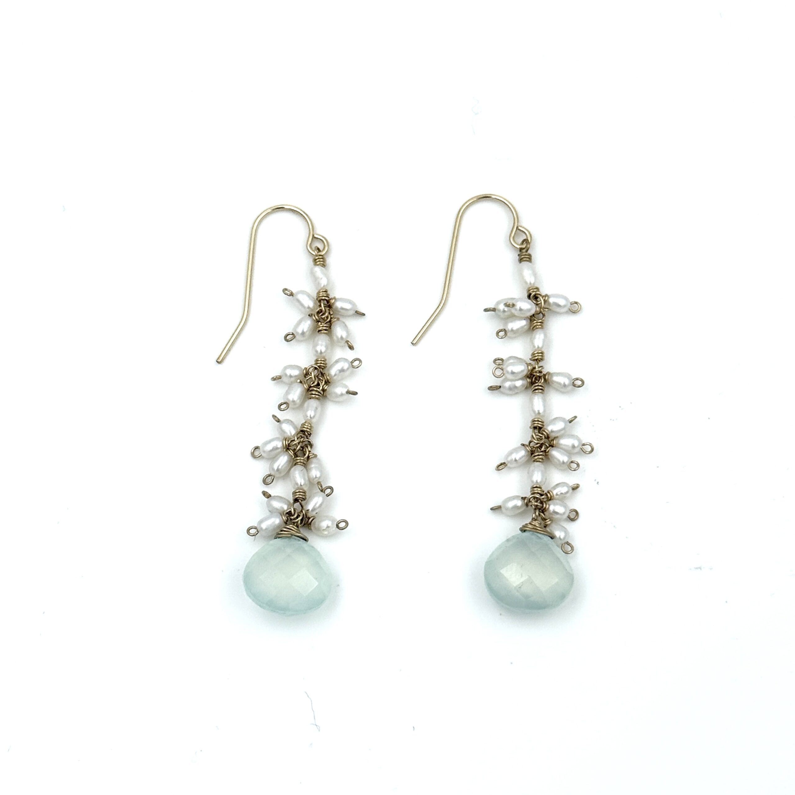 Chalcedony and Pearl Earrings