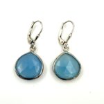 Bezel set Chalcedony Earrings
