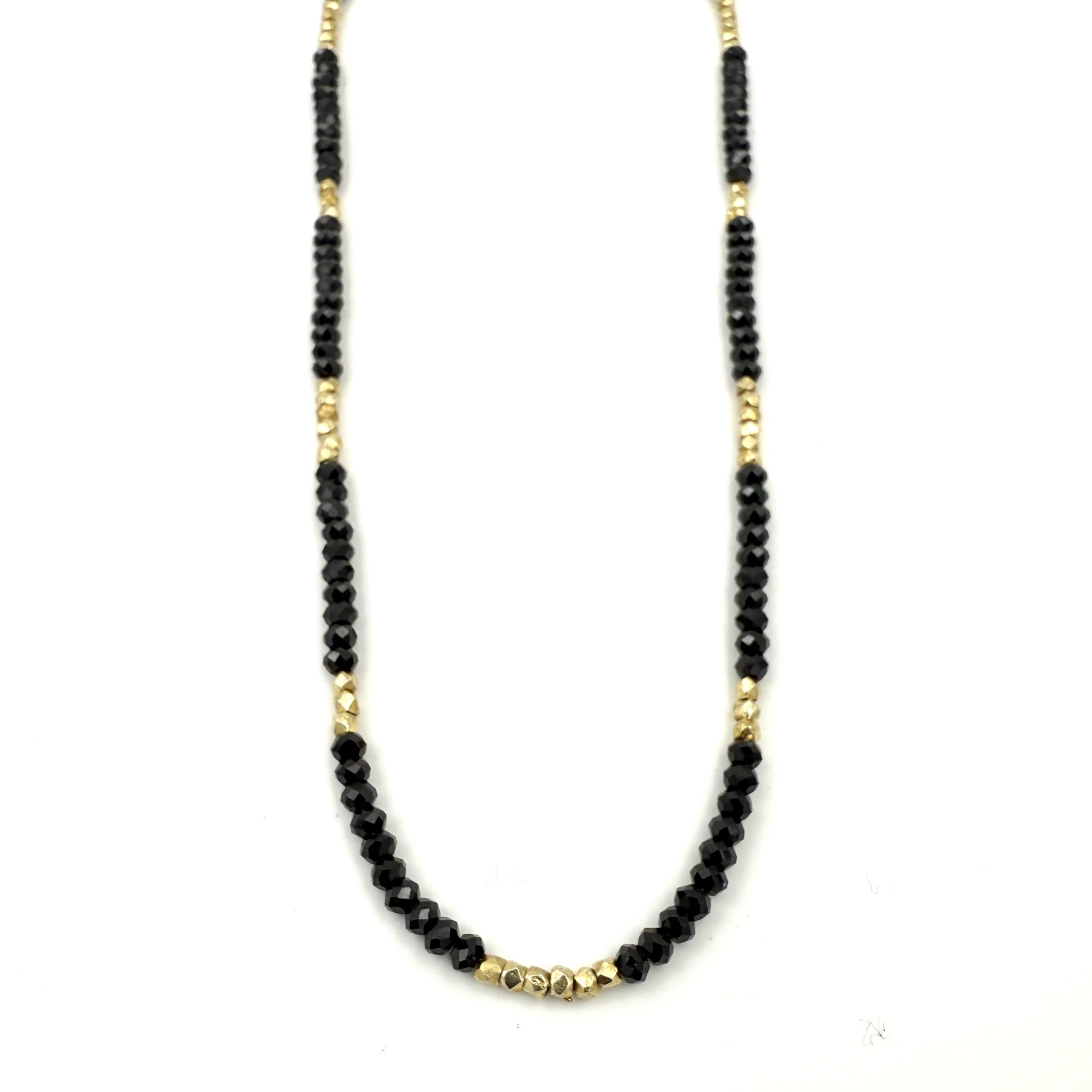 Black Spinel and 14kt Gold Filled Bead Necklace